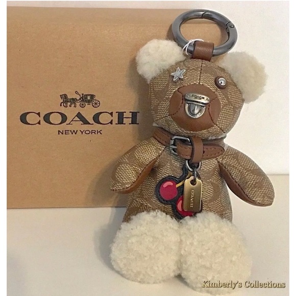 Coach Keychain Limited Cherry Teddy Bear Bag Charm - Picture 2 of 8